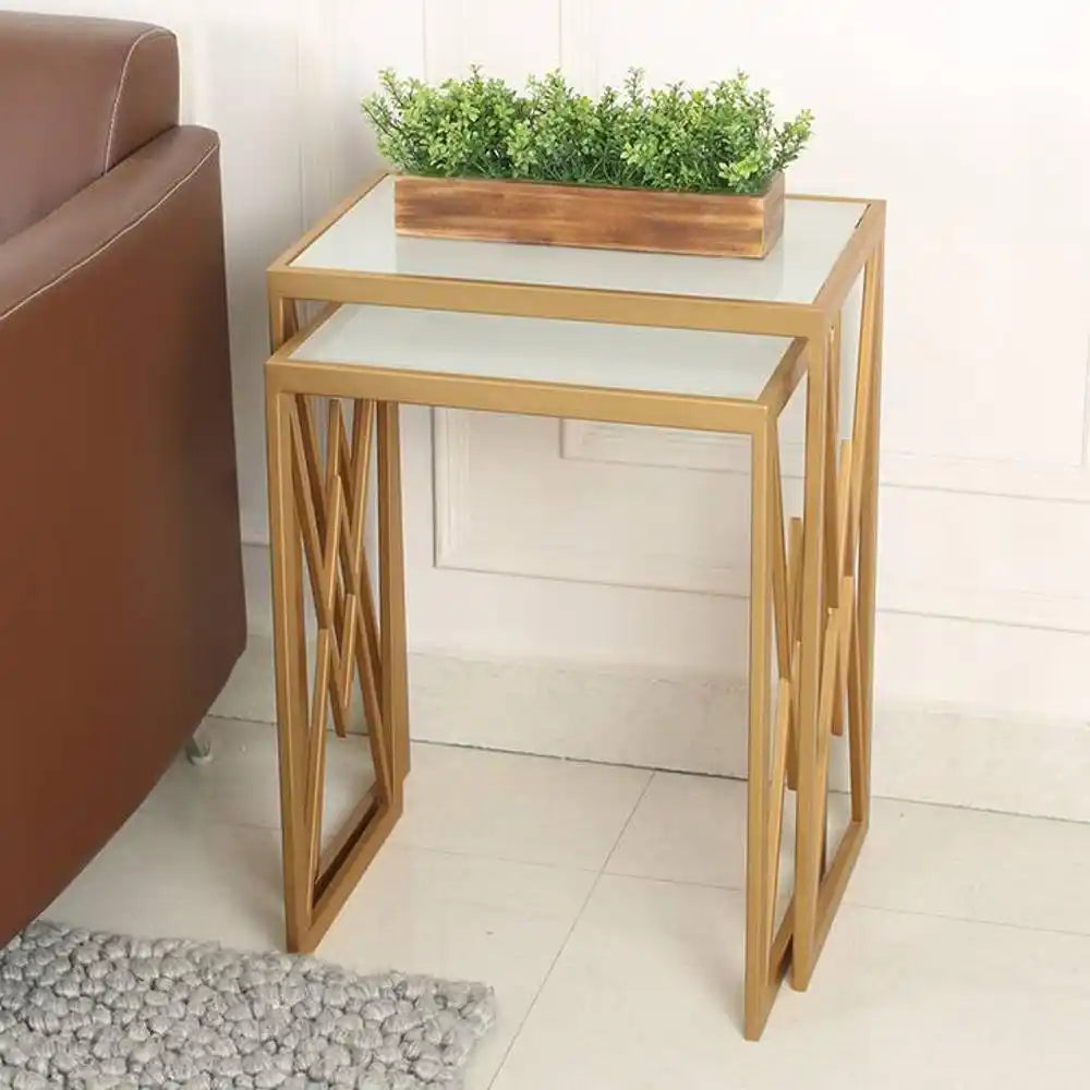 Elegant Marble Finish Nesting Table Set