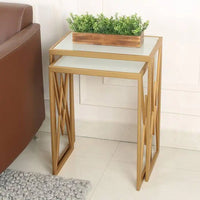 Elegant Marble Finish Nesting Table Set