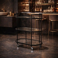 Elegant Modern Bar Cart Trolley with Black Steel Frame