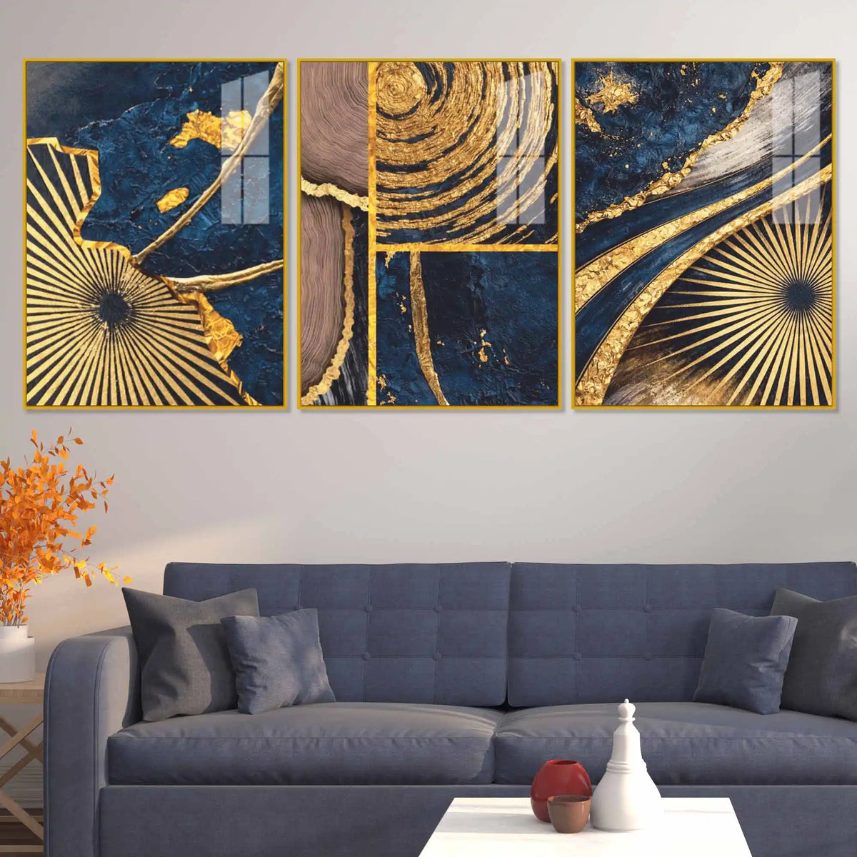 Elegant Modern Texture Acrylic Floating Painting Set of 3