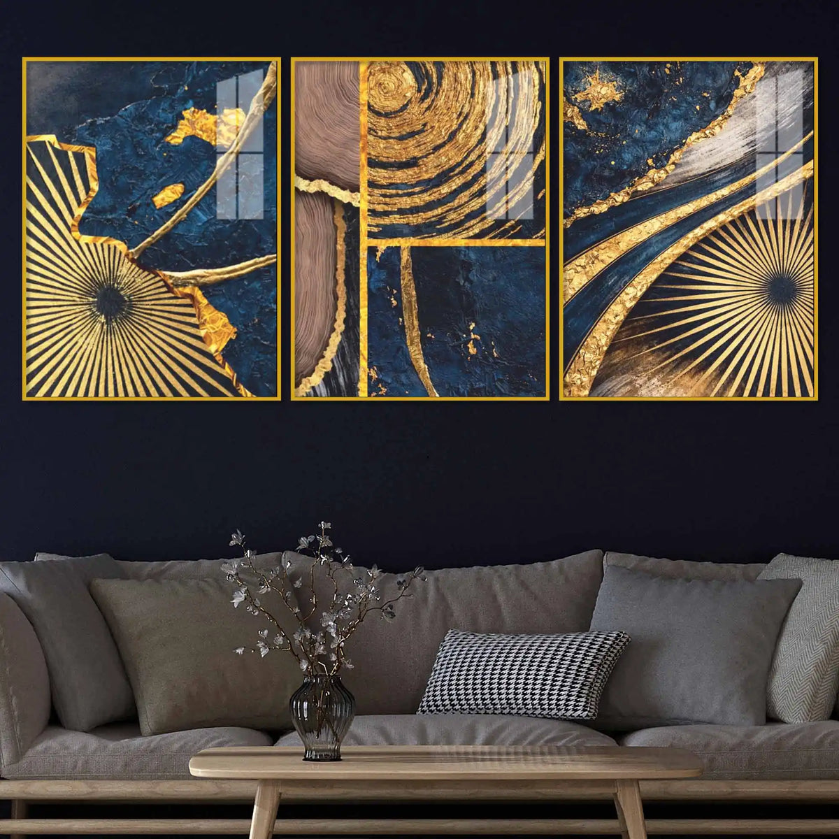 Elegant Modern Texture Acrylic Floating Painting Set of 3