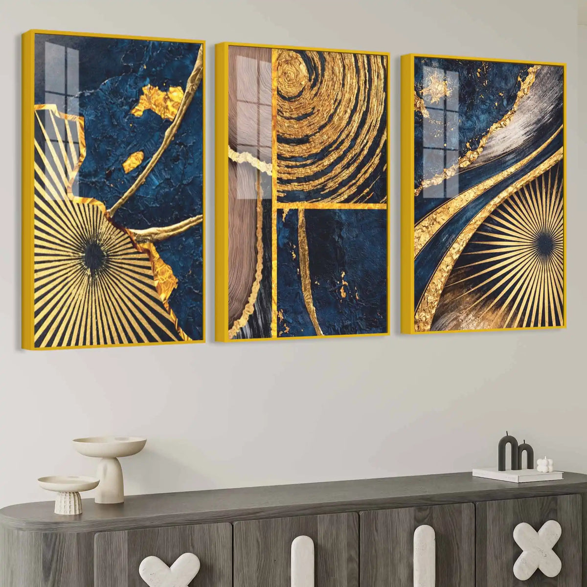 Elegant Modern Texture Acrylic Floating Painting Set of 3
