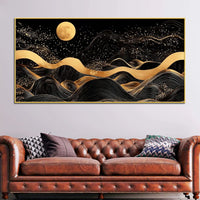 Elegant Moon Night Abstract Canvas Painting for Bedroom