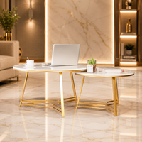 Elegant Nesting Coffee Table with White Marble Top
