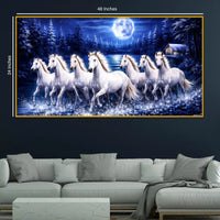 Elegant Night Horses Crystal Glass Wall Painting