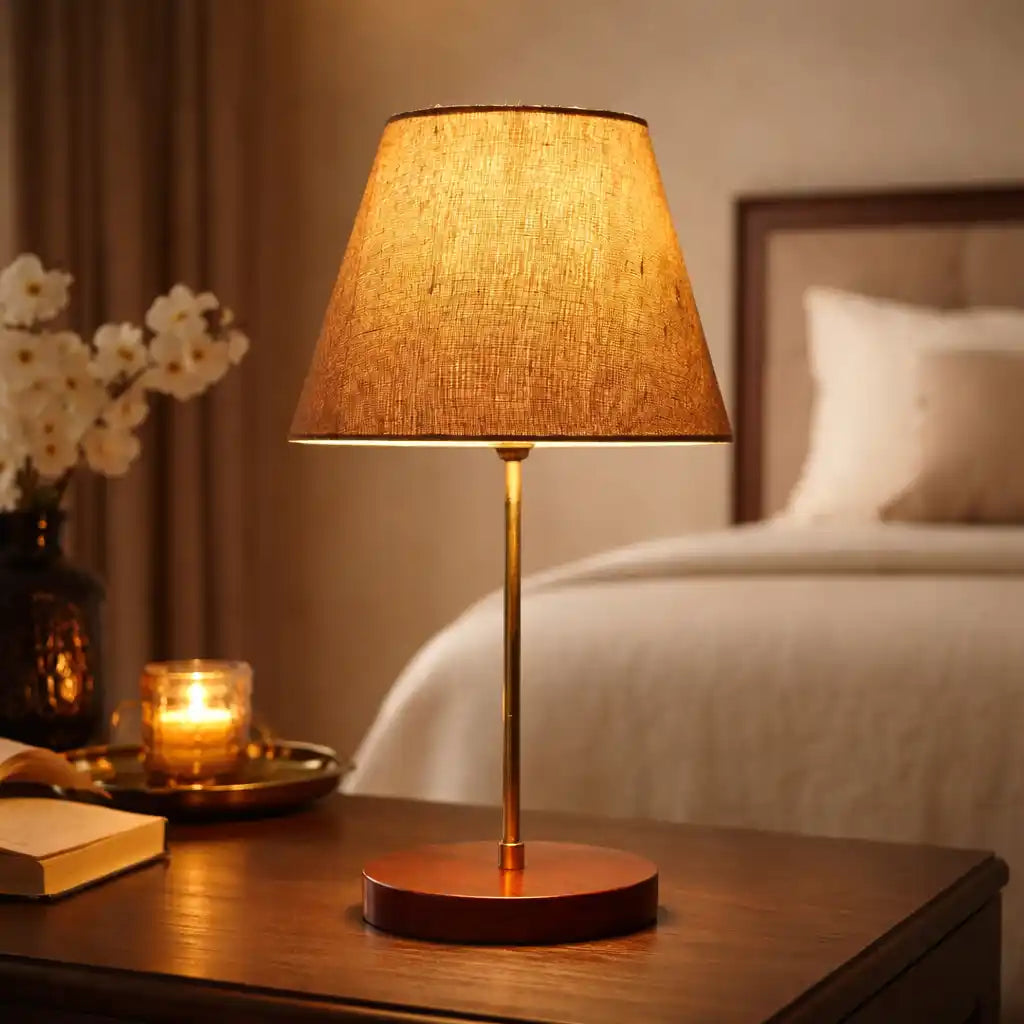 Elegant Night Lamp with Aluminum Base Table Lamp Shade