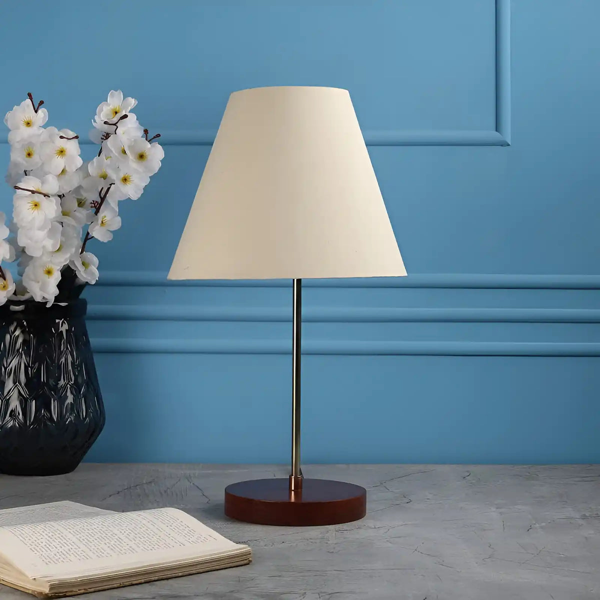 Elegant Night Lamp with Aluminum Base Table Lamp Shade