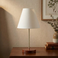Elegant Night Lamp with Wooden Base Table Lamp White Shade