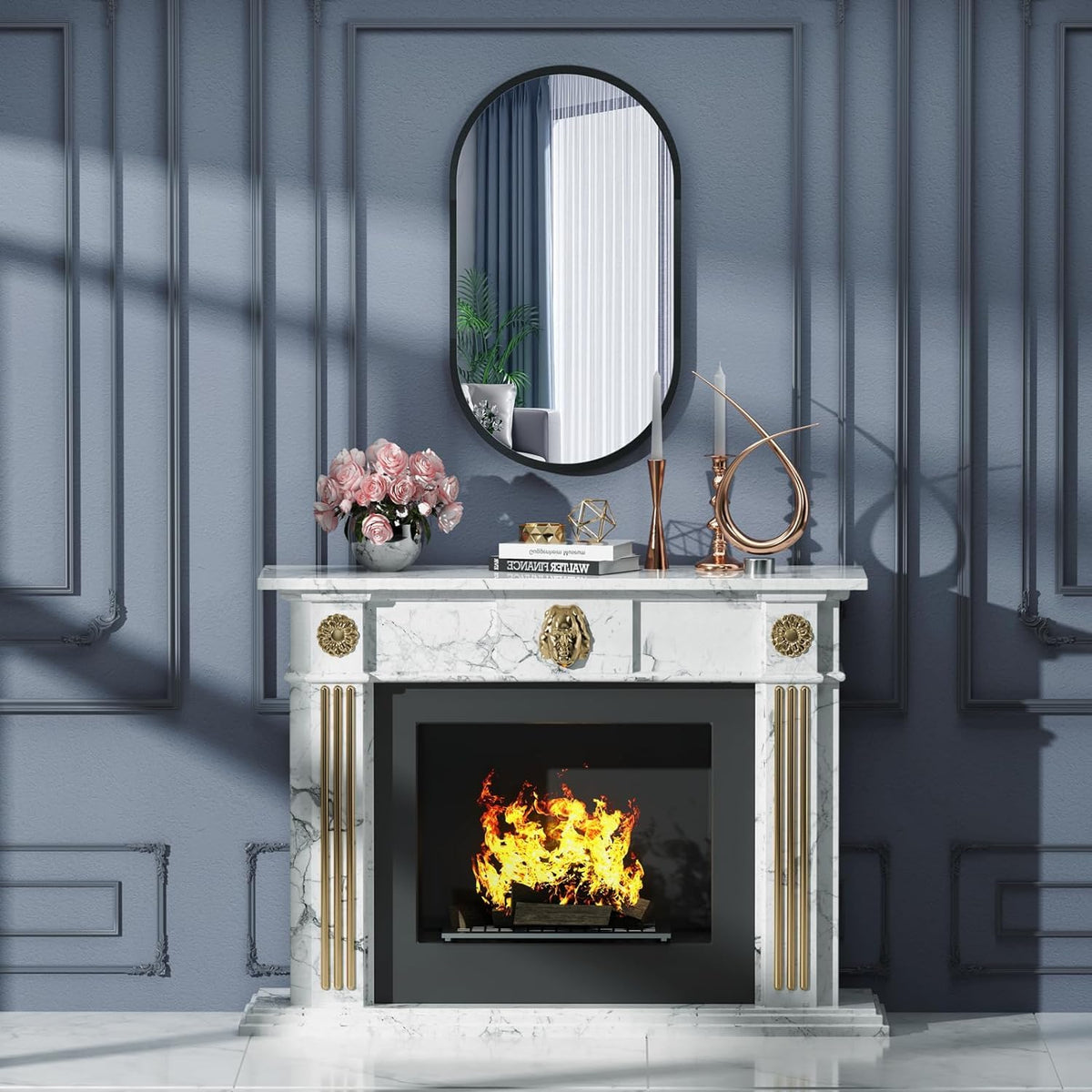 Elegant Oval Bathroom Mirror with Black Frame