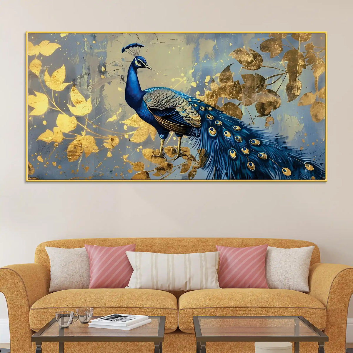 Elegant Peacock Abstract Canvas Wall Painting for Interiors