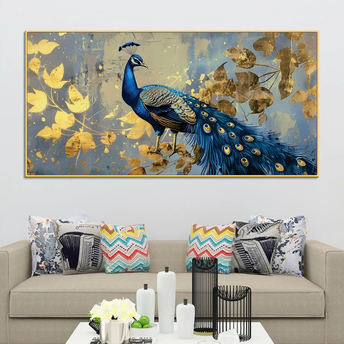 Elegant Peacock Abstract Canvas Wall Painting for Interiors
