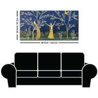 Elegant Peacock and Dancing Maiden Canvas Wall Painting