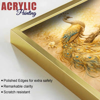 Elegant Peacock and Flower Vase Floating Acrylic Wall Painting Set of 3