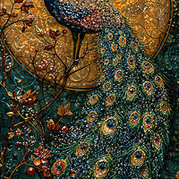 Elegant Peacock Floating Frame Crystal Wall Painting