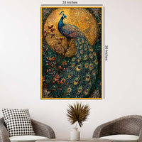 Elegant Peacock Floating Frame Crystal Wall Painting