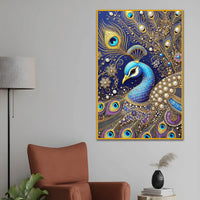 Elegant Peacock Painting Floating Frame Crystal Wall Painting