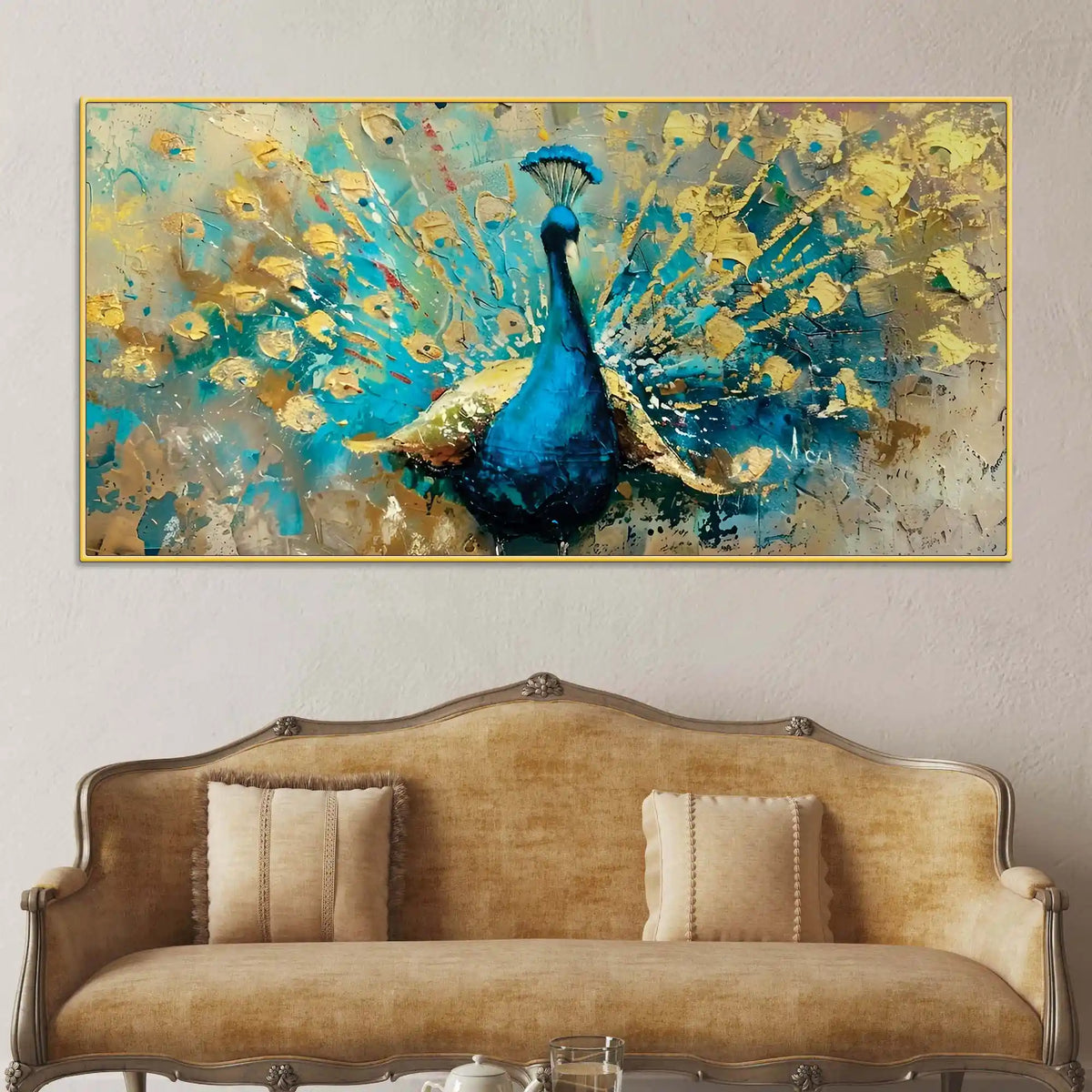 Elegant Premium Abstract Peacock Canvas Painting for Home Décor