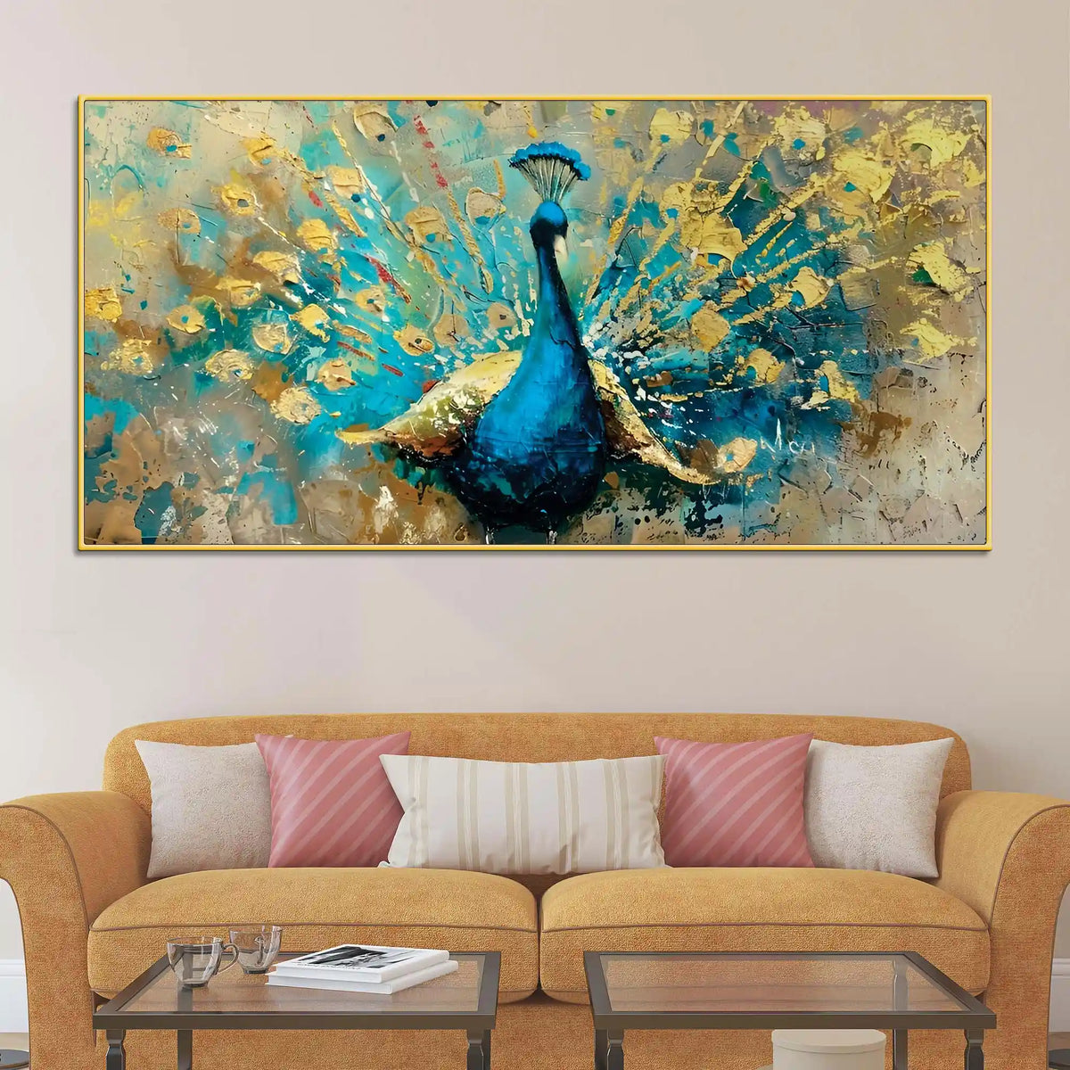Elegant Premium Abstract Peacock Canvas Painting for Home Décor