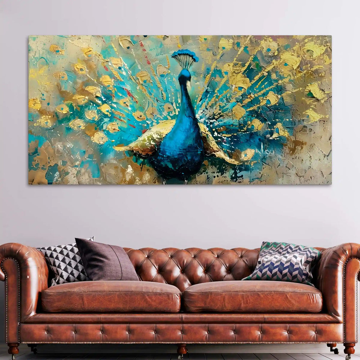 Elegant Premium Abstract Peacock Canvas Painting for Home Décor