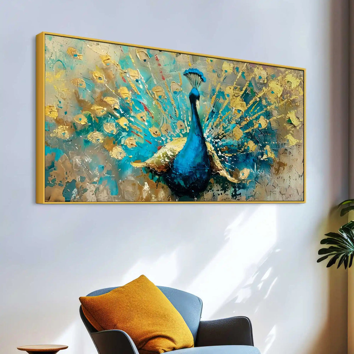 Elegant Premium Abstract Peacock Canvas Painting for Home Décor