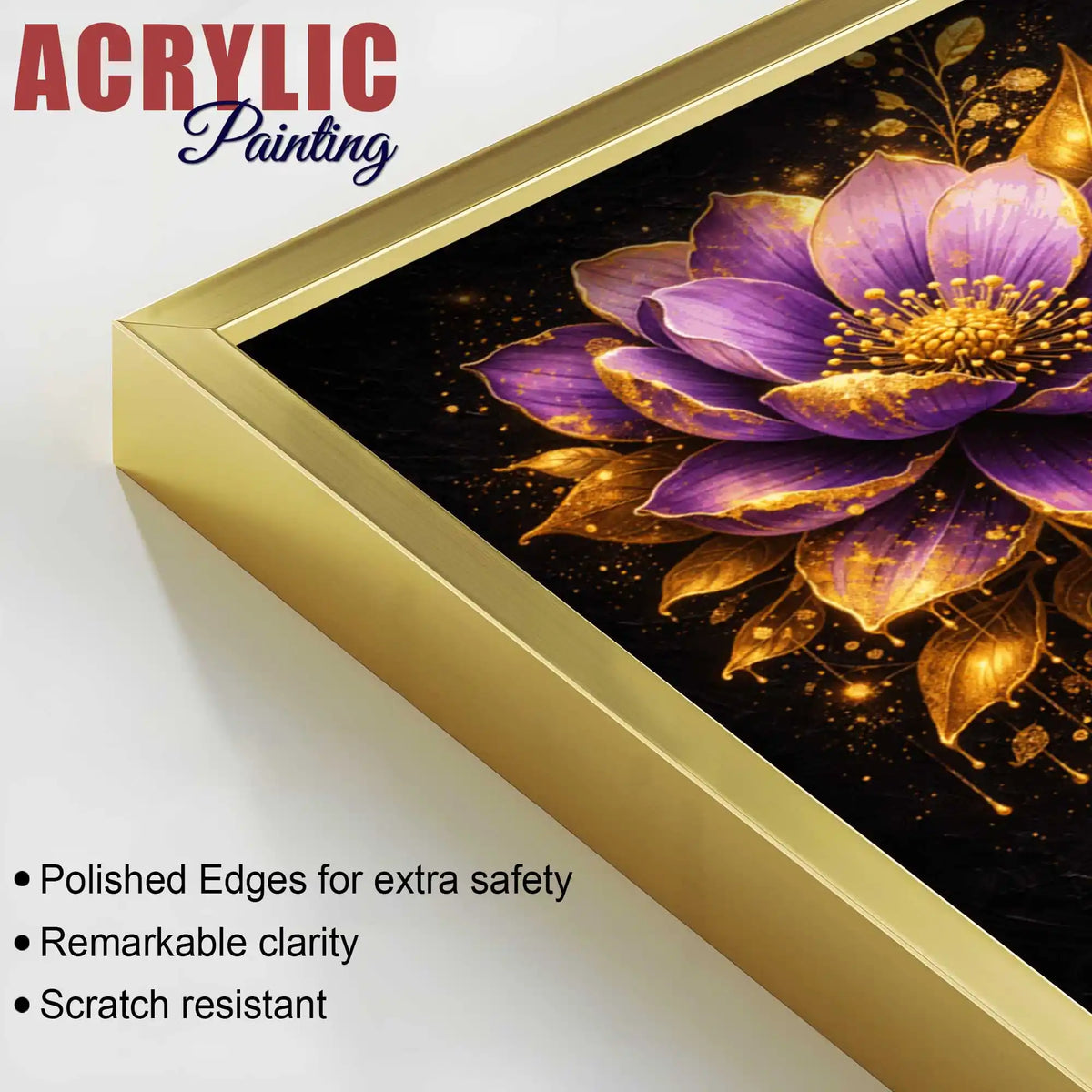 Elegant Purple Blossom Acrylic Floating Wall Painting Set of 3