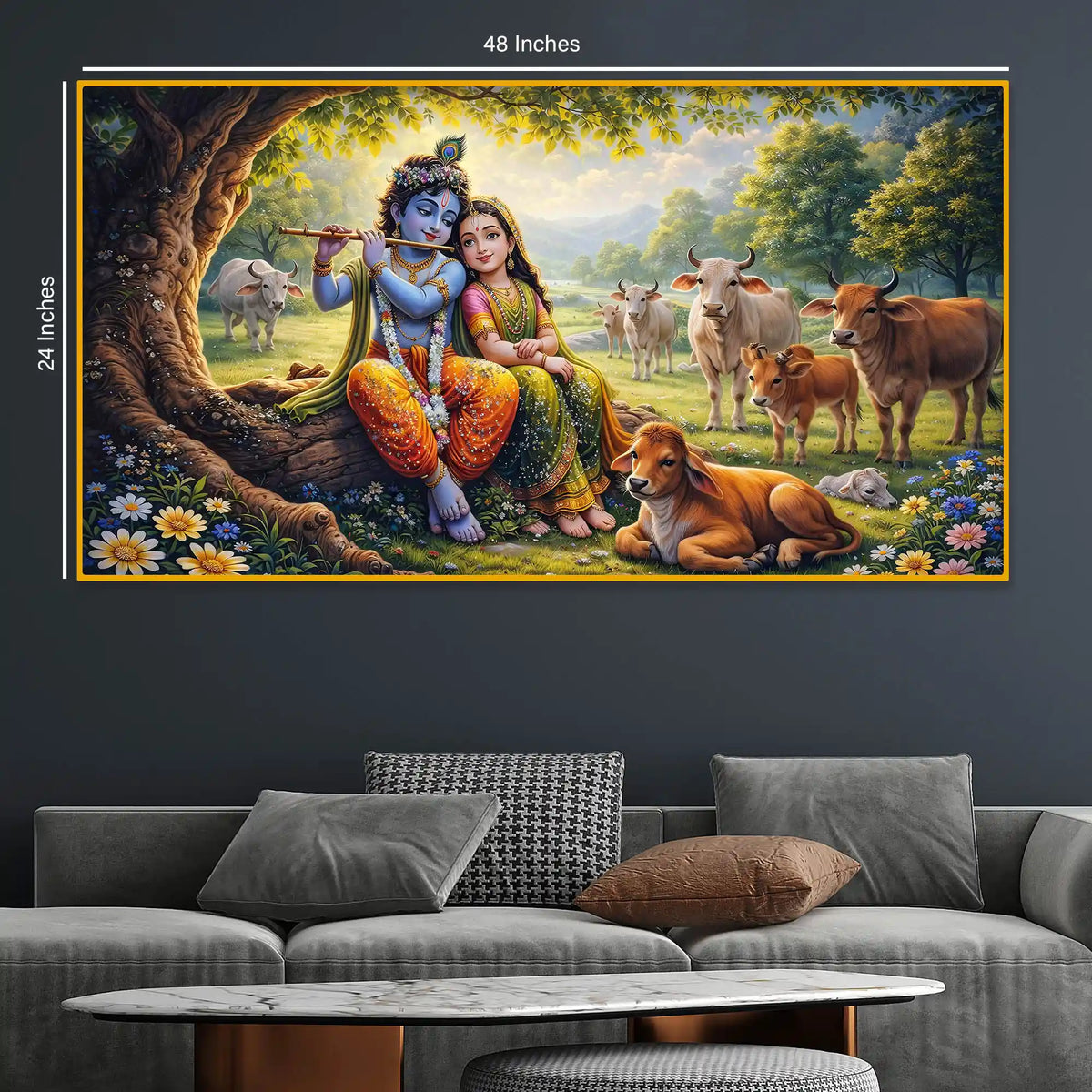 Elegant Radha Krishna Crystal Glass Painting for Spiritual Wall Decor