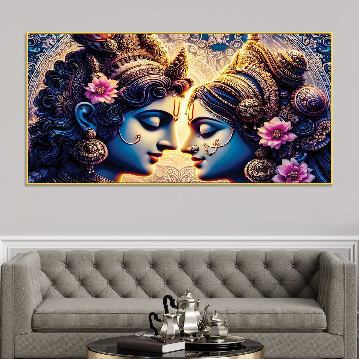 Elegant Radha Krishna Spiritual Painting for Living Room