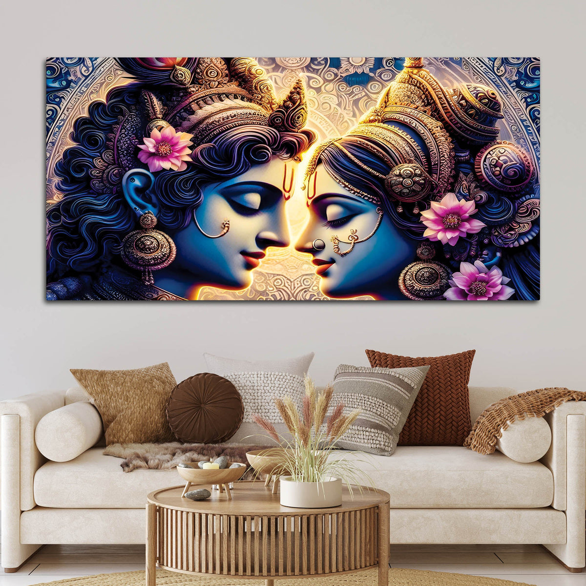 Elegant Radha Krishna Spiritual Painting for Living Room