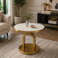 Elegant Round Center Table with White Marble Top