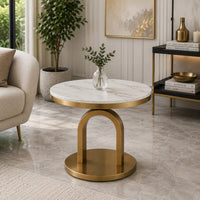 Elegant Round Center Table with White Marble Top