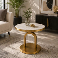 Elegant Round Center Table with White Marble Top
