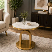 Elegant Round Center Table with White Marble Top