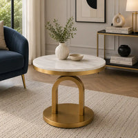Elegant Round Center Table with White Marble Top