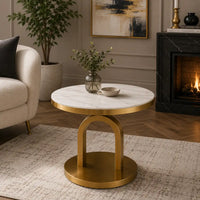 Elegant Round Center Table with White Marble Top