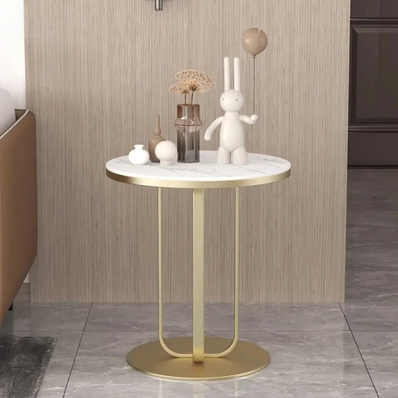 Elegant Round Table with Marble Finish Surface