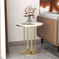 Elegant Round Table with Marble Finish Surface