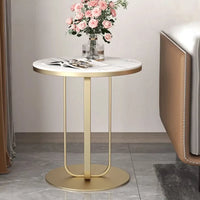 Elegant Round Table with Marble Finish Surface