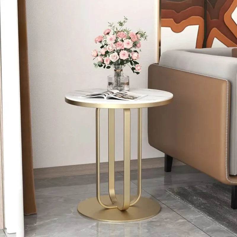 Elegant Round Table with Marble Finish Surface