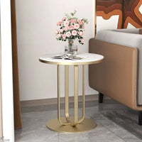 Elegant Round Table with Marble Finish Surface