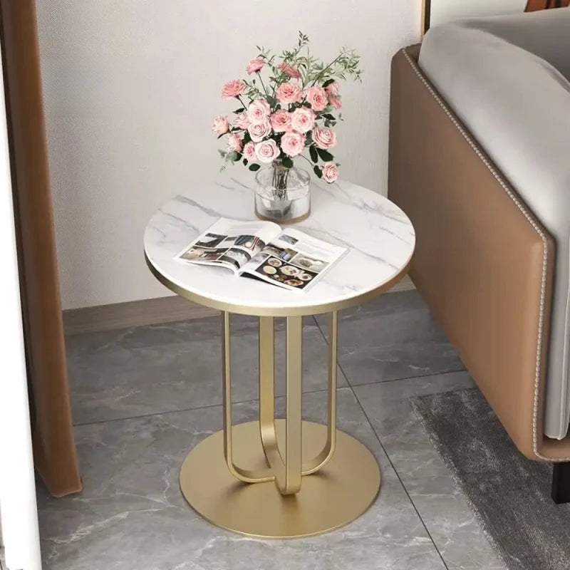 Elegant Round Table with Marble Finish Surface