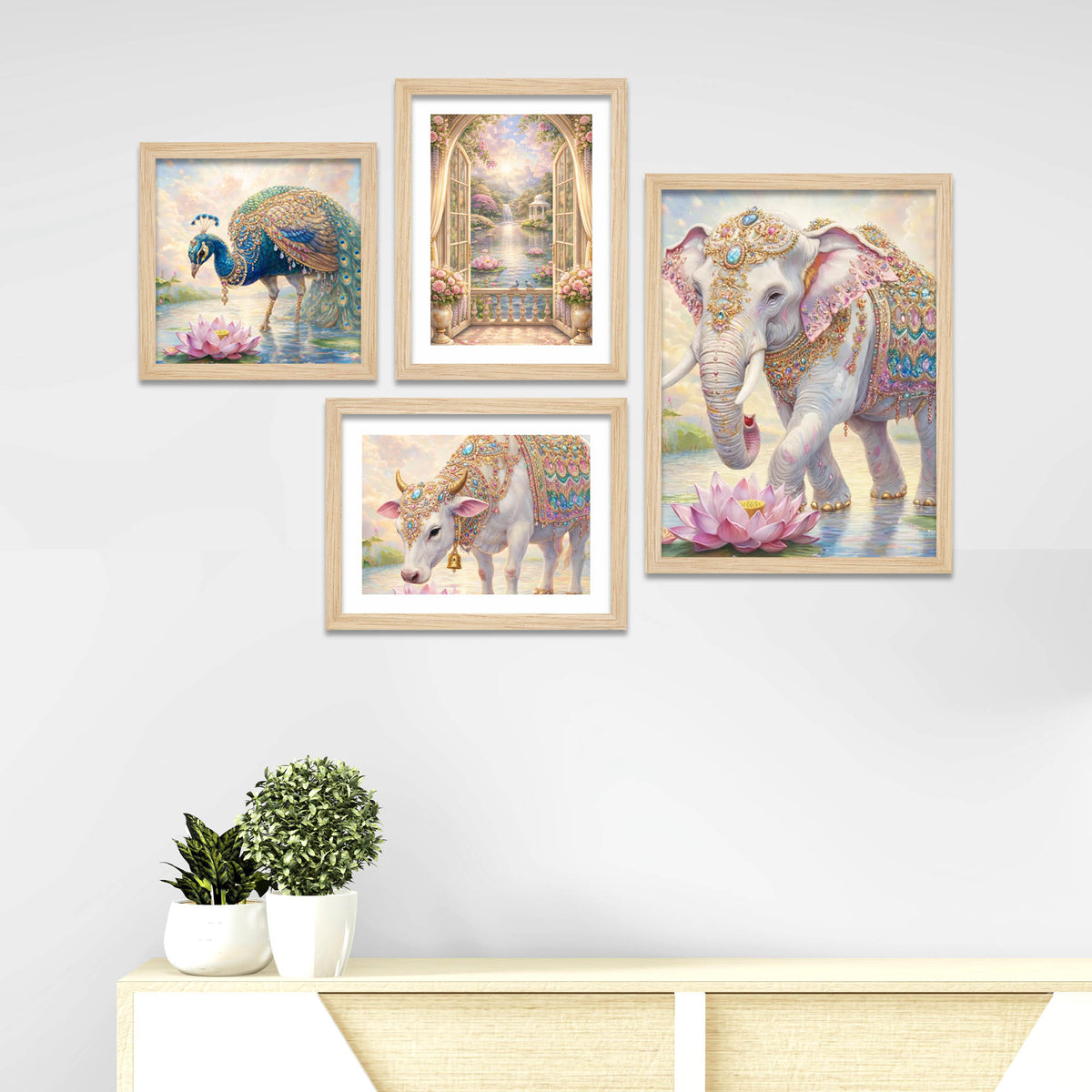 Elegant Royal Palace Animal Wall Frame Set of Four