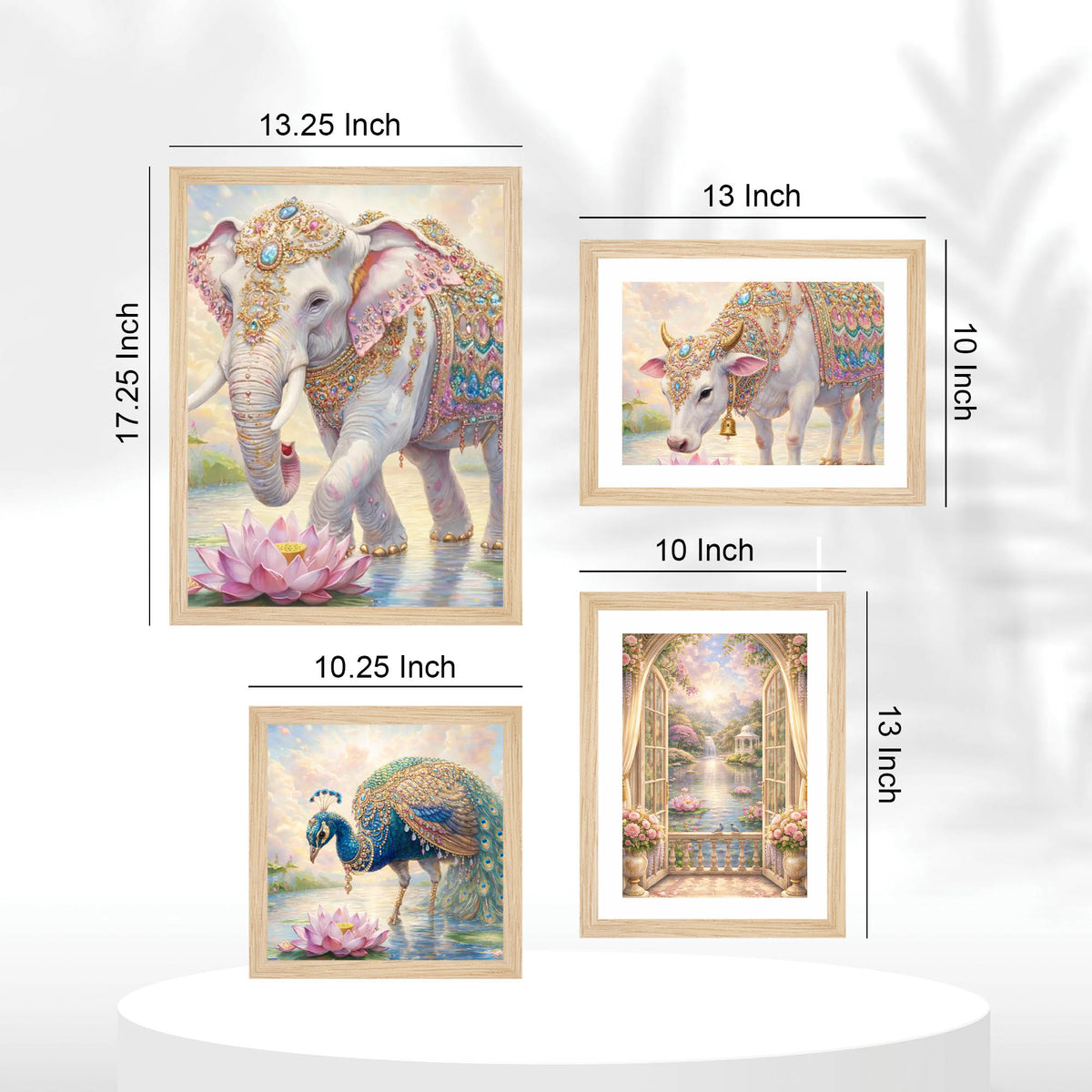 Elegant Royal Palace Animal Wall Frame Set of Four