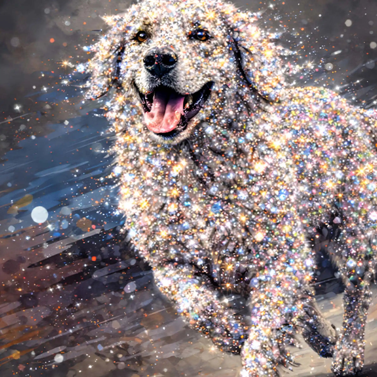 Elegant Running Dog Crystal Glass Wall Painting for Home Decoration