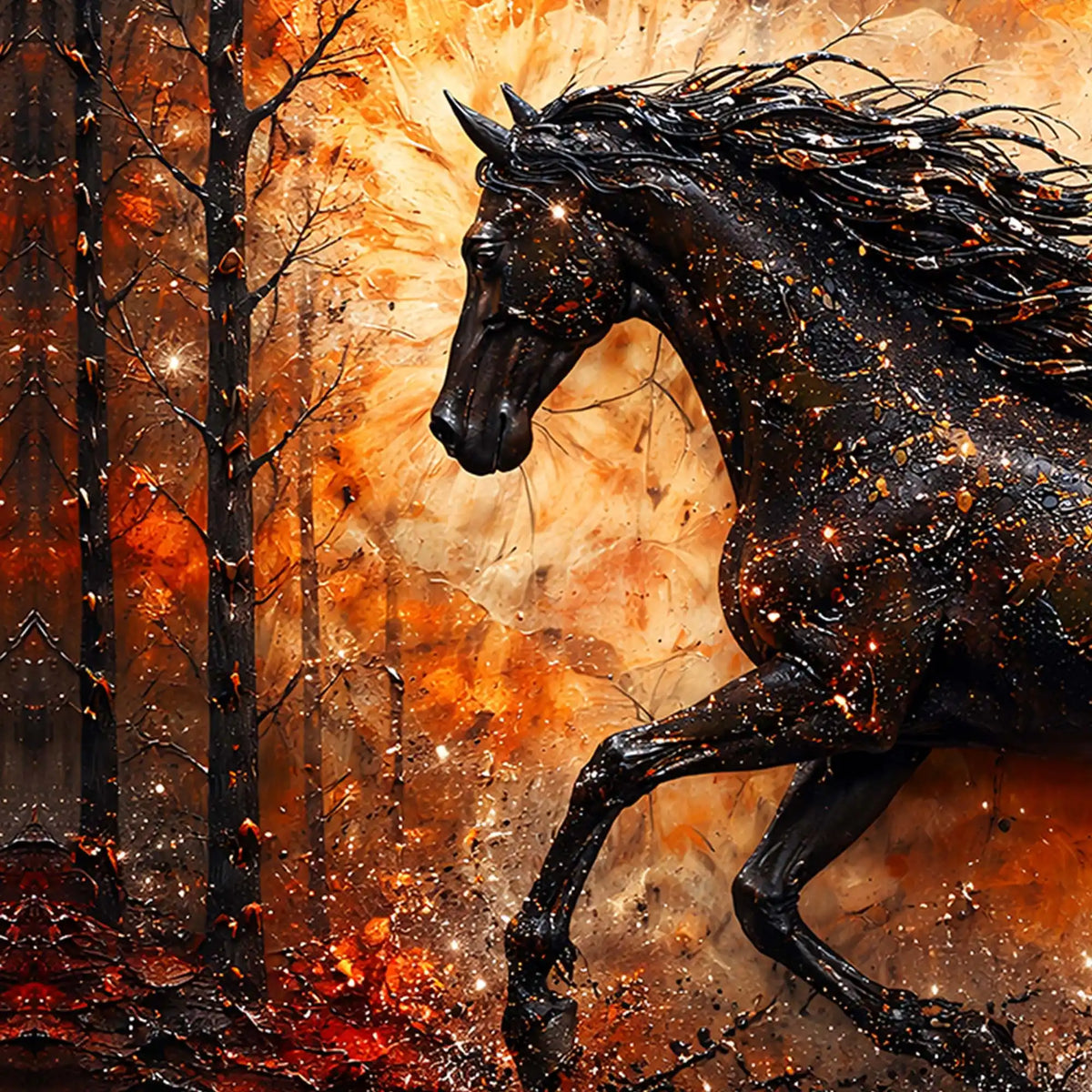 Elegant Running Horse Crystal Glass Wall Painting for Interior Décor