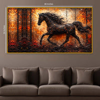 Elegant Running Horse Crystal Glass Wall Painting for Interior Décor