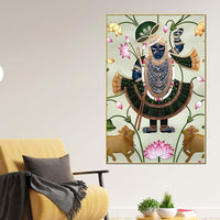 Elegant Shrinathji Pichwai Canvas Wall Painting | Handcrafted Look Pichwai Wall Decor