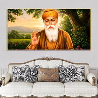 Elegant Sikh Guru Nanak Dev Ji Spiritual Wall Painting for Modern Home