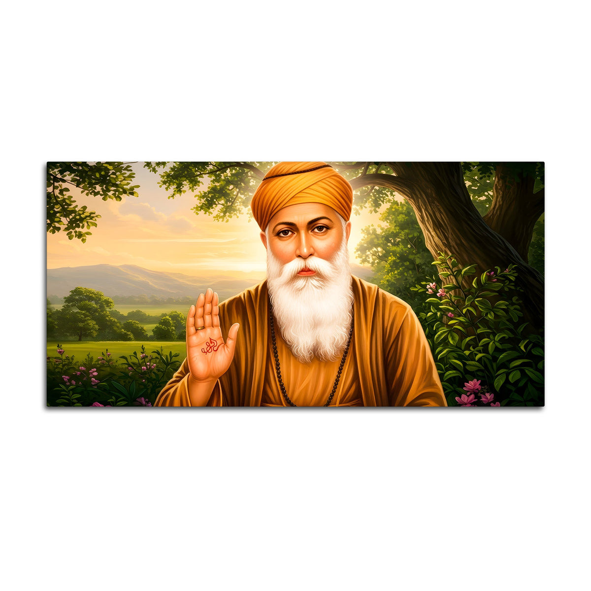 Elegant Sikh Guru Nanak Dev Ji Spiritual Wall Painting for Modern Home