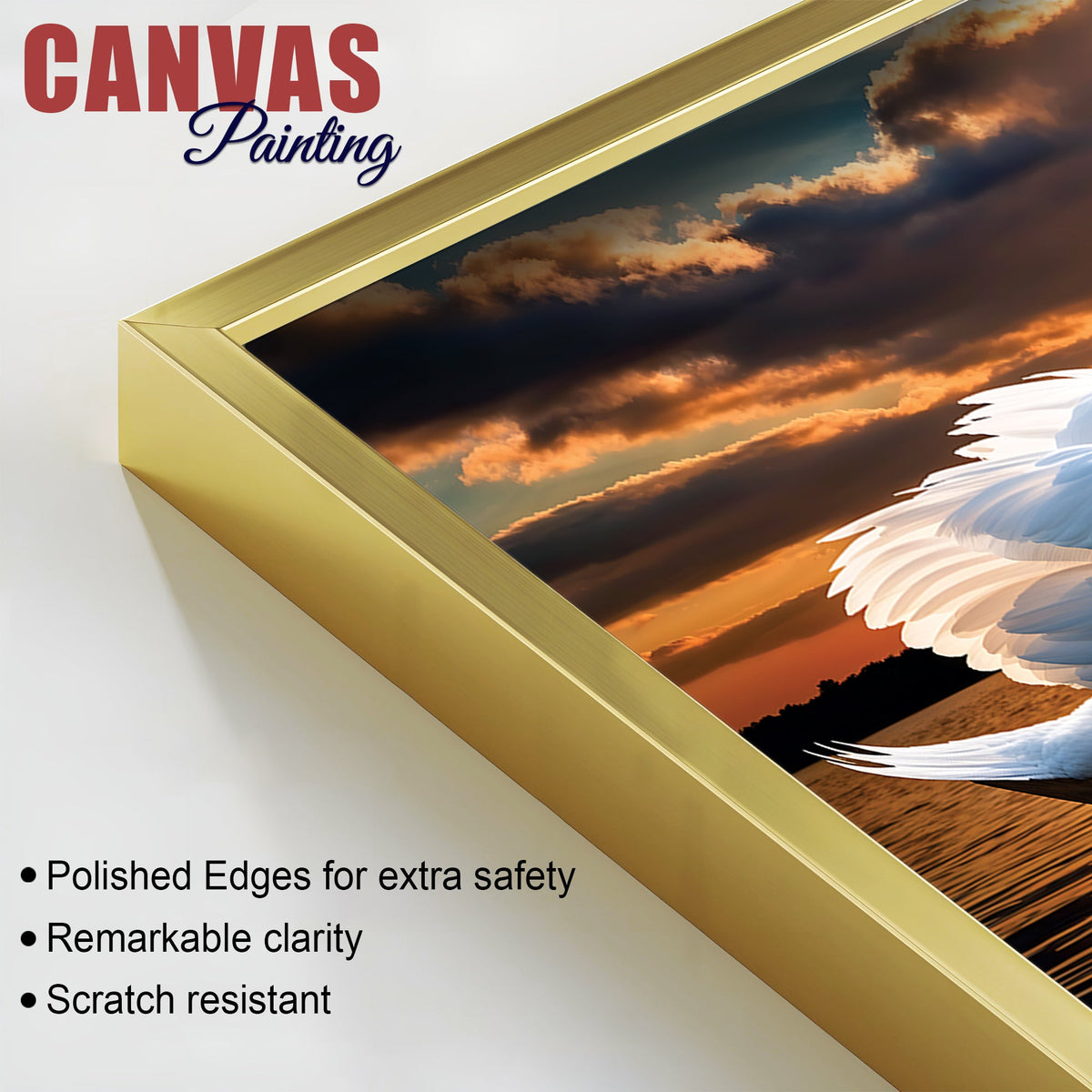 Elegant Swan Couple Wall Painting for Luxury Home Décor