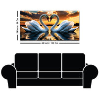 Elegant Swan Couple Wall Painting for Luxury Home Décor